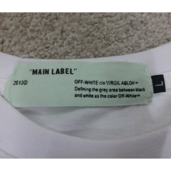 Off-White Fire Tape Line Do Not Cross White T-Shirt - Picture 3 of 12